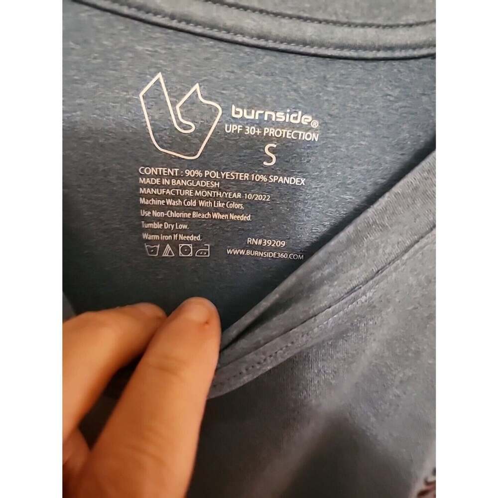 Shirt Burnside Men's Blue Quick Dry Long Sleeve Pullover UPF 30+ Small CR5 Golf - Picture 3 of 5